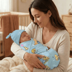 Personalized Classic Winnie the Pooh 100% Cotton Soft Swaddle Hat Set with Name Birthday Baby Shower Gift for Baby Newborn