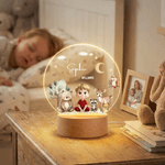 Personalised Children's Cartoon Character Forest Animals Acrylic Night Light with Name and Wooden Base Room Decor Mother's Day Gift for Mom Baby