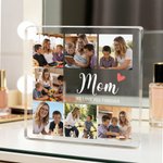 Personalised 7 Family Photos Collage Square Acrylic Plaque with Title and Text Home Decor Mother's Day Birthday Gift for Mom Grandmother