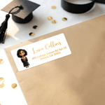 Personalized Cartoon Graduate Waterproof Stickers Labels with Name and Address DIY Gift Card Decor Graduation Celebration Party Favor for Graduates