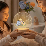 Personalized Cute Classic Winnie the Pooh LED Night Light with Name and Wooden Base Nursery Home Decor Birthday Gift for Boys Girls