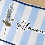 Personalizzato Fiore di nascita Grande capacità a strisce Tassel Borsa per il trucco con nome Viaggio Accessori quotidiani Regalo di compleanno per le donne