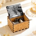 Caja de Música de Madera Personalizada con Foto Floral Vintage con Texto y Melodía Mecánica Regalo Conmemorativo para la Familia