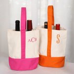 Sac à vin en toile brodée multicolore personnalisé avec initiales Fête de mariage Anniversaire Cadeau pour les amateurs de vin