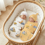 Personalized Classic Winnie the Pooh 100% Cotton Soft Swaddle Hat Set with Name Birthday Baby Shower Gift for Baby Newborn