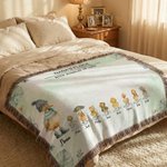 Personalised Watercolor Duck Flock Soft Throw Blanket with Names and Title Mother's Day Birthday Gift for Grandma Family