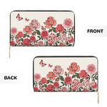 Personalised Birth Flower PU Leather Hand Wallet with Name and Multiple Compartments Travel Accessories Mother's Day Birthday Gift for Women Girls