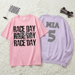 Personalised Multicolor Retro Race Day Design Soft T-shirt Sweatshirt with Name Game Day Birthday Gift for Racer Lovers
