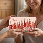 Personalised Birth Flower PU Leather Hand Wallet with Name and Multiple Compartments Travel Accessories Mother's Day Birthday Gift for Women Girls