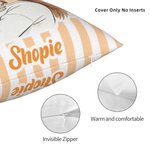 Personalized Watercolour Stripe Pet Family Photo Throw Pillow Cover with Name Title Text Pet Birthday Mother's Day Gift for Woman Pet Owner