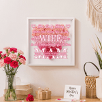 Personalized 1-6 Names Love Paper Flower Shadow Box Frame with Title Home Decor Anniversary Mother's Day Gift for Wife Woman