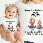 Personalized Cute Cartoon Mom Baby 100% Cotton T-shirt Baby Bodysuit with Name Mother's Day Gift for New Mom Newborn