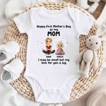 Personalized Cute Cartoon Mom Baby 100% Cotton T-shirt Baby Bodysuit with Name Mother's Day Gift for New Mom Newborn