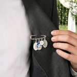 Personalized Patron Saint Lapel Pin with Initial Name and Text Wedding Keepsake Wedding Birthday Gift for Groom Catholics