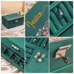 Personalised Birth Flower Multi-Compartments Velvet Jewellery Storage Box with Name Daily Use Birthday Mother's Day Gift for Woman Mom