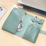 Personalized Birth Flower Cable Charger Leather Storage Bag with Name and Compartments Digital Accessories Birthday Travel Gift for Women Travelers