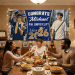 Bannière de félicitations multicolore personnalisée avec nom et année Décoration de la fête de remise des diplômes Cadeau pour les diplômés