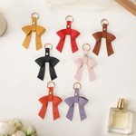 Personalised Multicolour PU Leather Bow Bag Charm Keychain with Initial Birthday Christmas Gift for Woman Girl