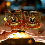 Personalized Golf Badge 10 oz Whiskey Glass with Name and Initial Father's Day Birthday Gift for Golfers Golf Lovers Men