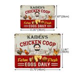 Personalized Farm Cartoon Character Tinplate Sheet Hanging Painting with Name Chicken Coop Decoration Birthday Gift for Farmer Dad Mom