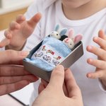 Personalized Cute Mom and Baby Plush Bunny Mini Pocket Tin Box with Colorful Name Comfort Toy Easter Birthday Gift for Kids