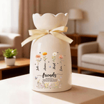 Personalized Star Butterfly Birth Flower Ceramic Vase with 2-6 Names Birthday Friendship Graduation Gift for Friends