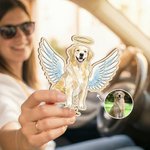 Personlig akvarell ängel design husdjur foto bil visir klipp med namn bil tillbehör husdjur förlust minnesgåva för husdjursägare älskare