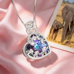 Personalized Heart Shaped Birthstone Mother Child Elephant Dazzling with Crystal Necklace Gift for Her