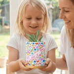 Personalized Flower Holding Mom Hands Ceramic Plant Pot and Bamboo Base with Name Birthday Mother's Day Gift for Mothers Kids