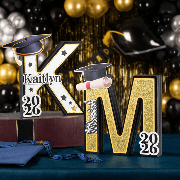 Personalized Graduation Cap 3D Printed Letter Name Sign with Year Party Desk Decor Graduation Appreciation Gift for Classmates Graduates