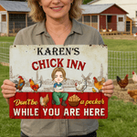 Personalized Farm Cartoon Character Tinplate Sheet Hanging Painting with Name Chicken Coop Decoration Birthday Gift for Farmer Dad Mom