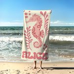 Personalised Multicolour Ocean Animals Quick Dry Oversized Beach Towel with Name Travel Essentials Birthday Summer Holiday Party Gift for Ocean Lover