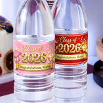 Personalized Graduation Cap Set of 20 Water Bottle Label Sticker with Year and Text Graduation Party Decor Graduation Ceremony Gift for Graduates