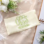 Personalized Embroidered Monogram Letter Wedding Bouquet Wrap with 4 Pieces Pearl Pin for Bride Wedding Flower Decor