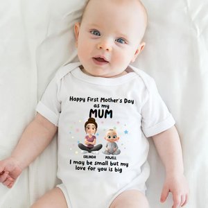 Personalised Cute Cartoon Mom Baby 100% Cotton T-shirt Baby Bodysuit with Name Mother's Day Gift for New Mom Newborn