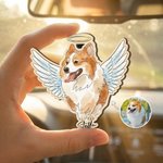 Personlig akvarell ängel design husdjur foto bil visir klipp med namn bil tillbehör husdjur förlust minnesgåva för husdjursägare älskare