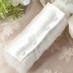 Personalized Embroidered Monogram Letter Wedding Bouquet Wrap with 4 Pieces Pearl Pin for Bride Wedding Flower Decor