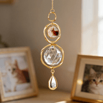 Personalized Pet Photo Gem Paw Print Sun Catcher with Urn Pendant Memorial Sympathy Gift for Pet Owners