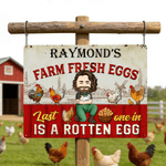 Personalized Farm Cartoon Character Tinplate Sheet Hanging Painting with Name Chicken Coop Decoration Birthday Gift for Farmer Dad Mom