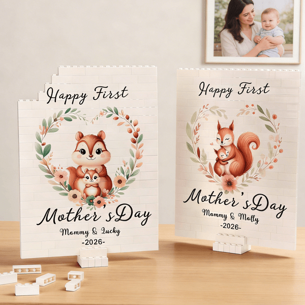 Personalizzato con motivo animale carino La nostra prima festa della mamma Puzzle a blocchi con nomi e anno Decorazione da tavolo Regalo per la festa della mamma