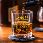 Personalised We Did It Graduation Cap Design Whiskey Glasses with Name and Coaster Party Supplies Graduation Gift for Whiskey Lovers Graduates