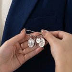 Personalized Patron Saint Lapel Pin with Initial Name and Text Wedding Keepsake Wedding Birthday Gift for Groom Catholics