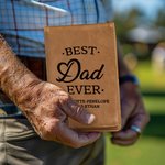 Personalised Best Dad Ever Leather Golf Scorecard Holder Yardage Book Cover with Kid Name Father’s Day Birthday Gift for Golf Lover
