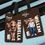 Gepersonaliseerde Cartoonfiguur Bagagelabel met Naam Perfect als Reisaccessoire en Verjaardagscadeau voor Familie en Reisliefhebbers
