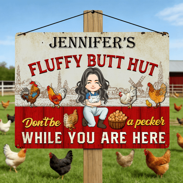 Personalized Farm Cartoon Character Tinplate Sheet Hanging Painting with Name Chicken Coop Decoration Birthday Gift for Farmer Dad Mom