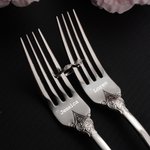 Personalized Vintage Cake Forks Knife Server Cutting Set with Names Date and Box Wedding Engagement Anniversary Gift for Couple Newlyweds
