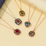 Personalized Birthstone Shield Badge Sterling Silver Necklace with Text Dainty Jewelry Class of 2026 Graduation Gift for Graduates Classmates Friends