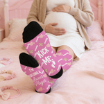 Personalised Multicolour Bear Heart Baby Bottle Soft Mid-Calf Socks with Name and Text Daily Wear Pregnancy Mother's Day Gift for New Mom Wife Friend