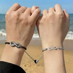 Personalised Romantic Love Infinity Two Names Couple Bracelets Set of 2 Anniversary Birthday Gift for Couple Lover