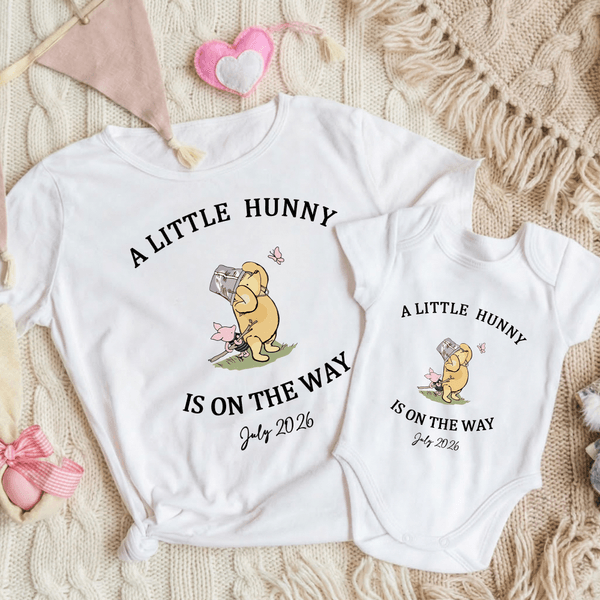 Personalized A Little Huney Classic Winnie the Pooh 100% Cotton T-shirt Baby Bodysuit with Name Birthday Mother's Day Gift for Baby Mother